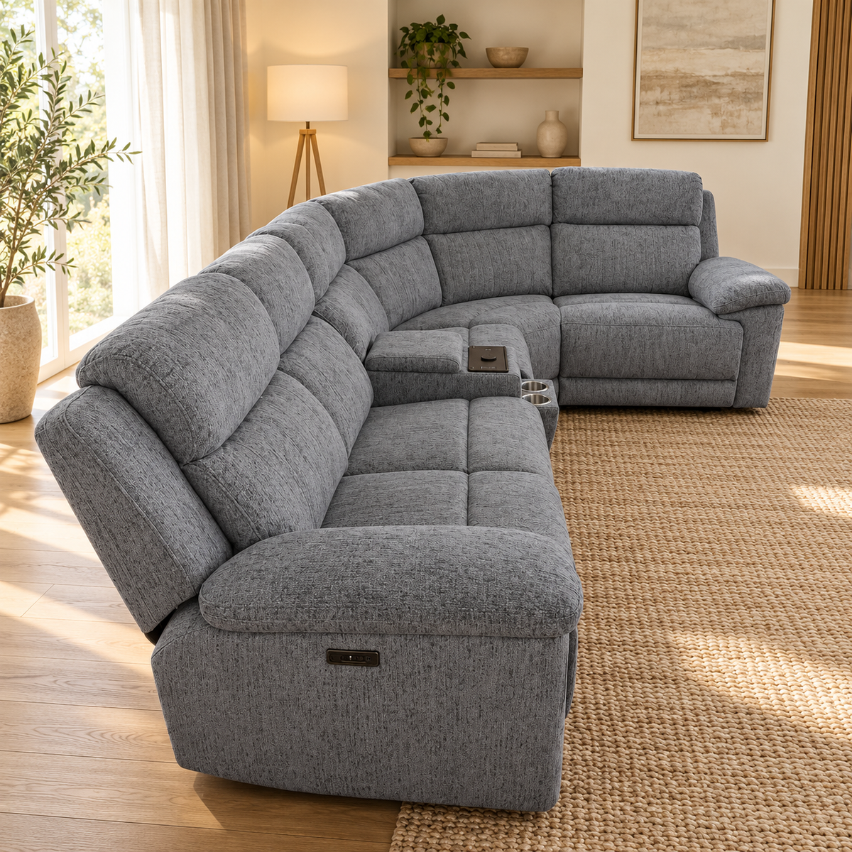Owen Grey Electric Recliner Modular Corner Sofa