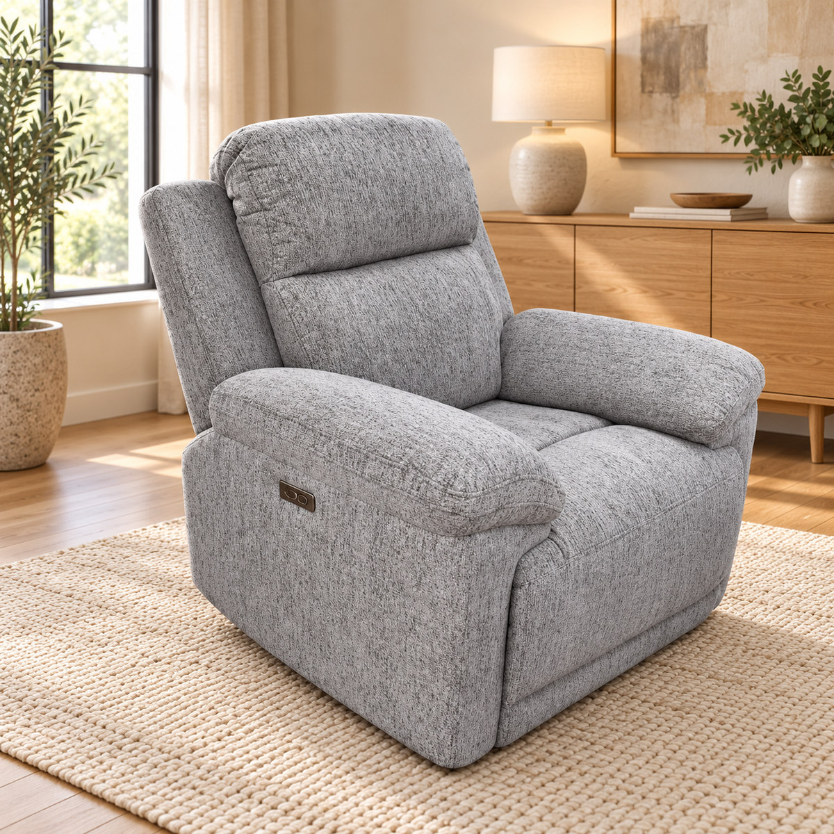 Lyra Electric Recliner Grey Sofa Set
