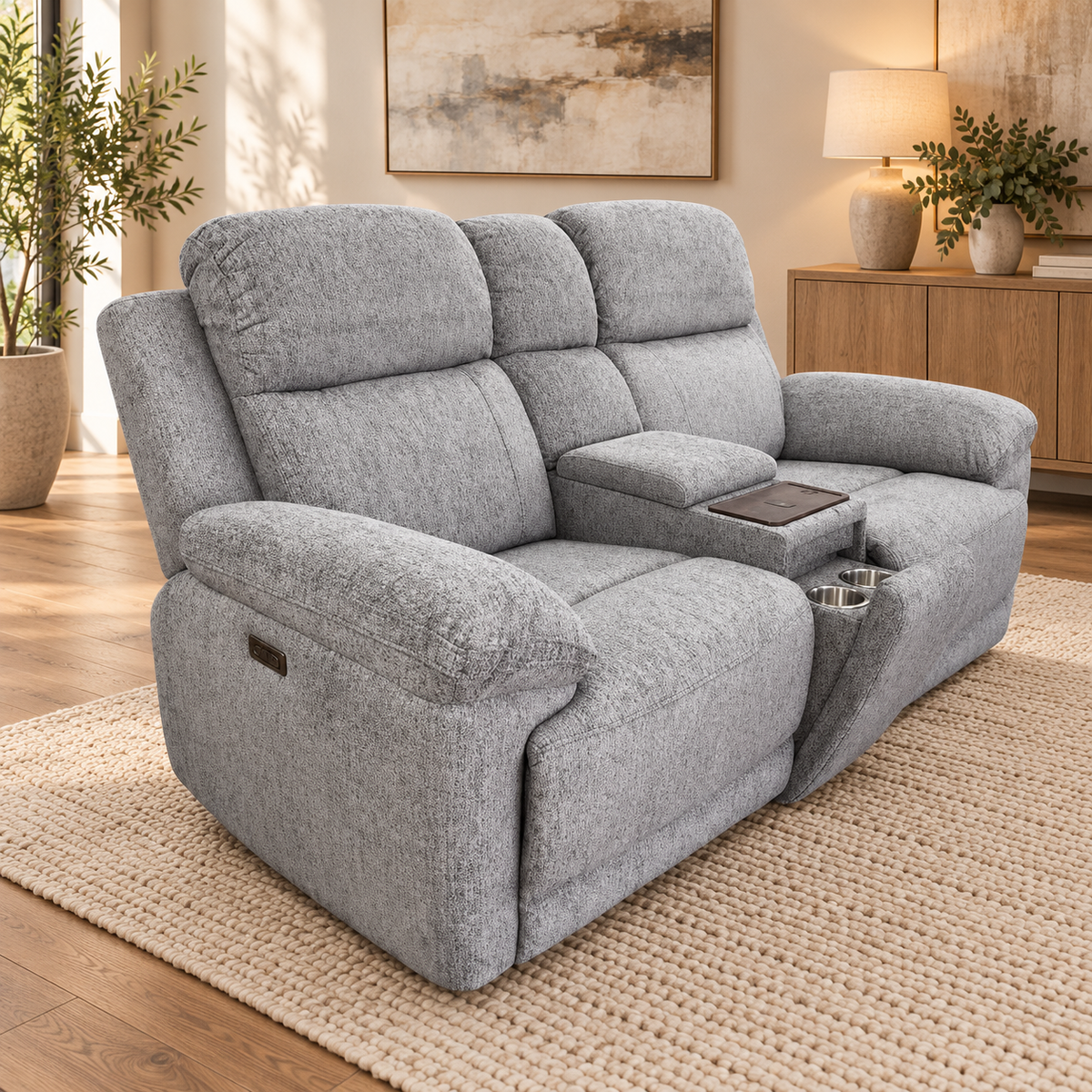 Lyra Electric Recliner Grey Sofa Set