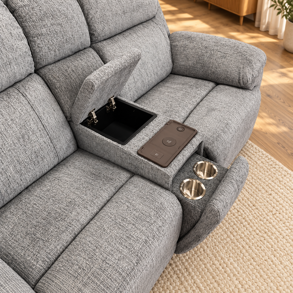 Lyra Electric Recliner Grey Sofa Set