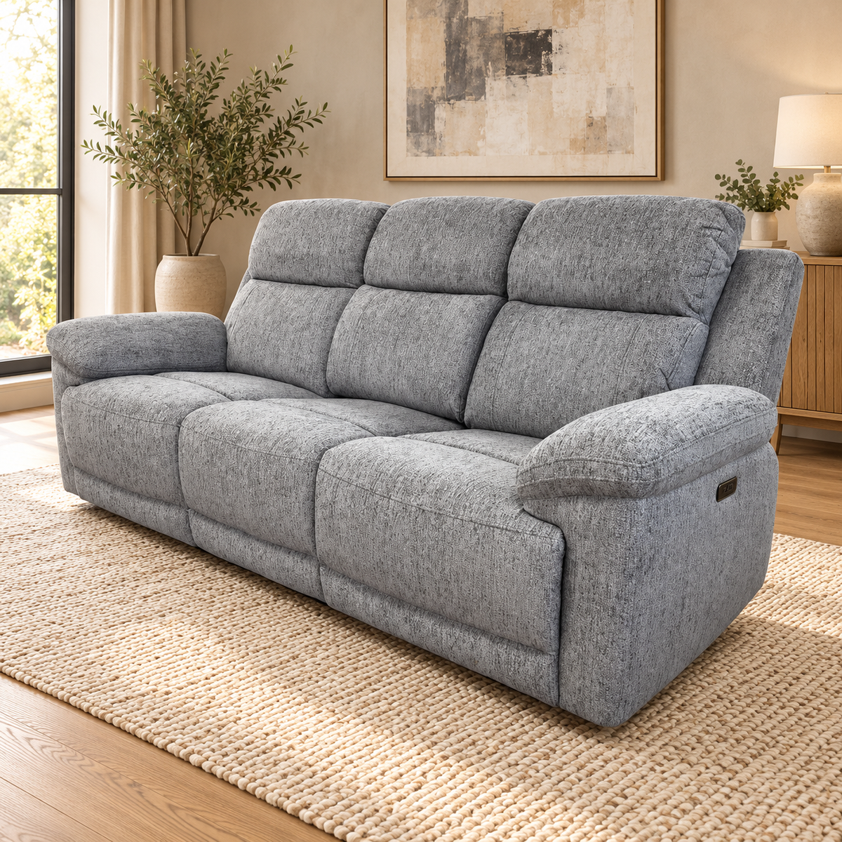 Lyra Electric Recliner Grey Sofa Set