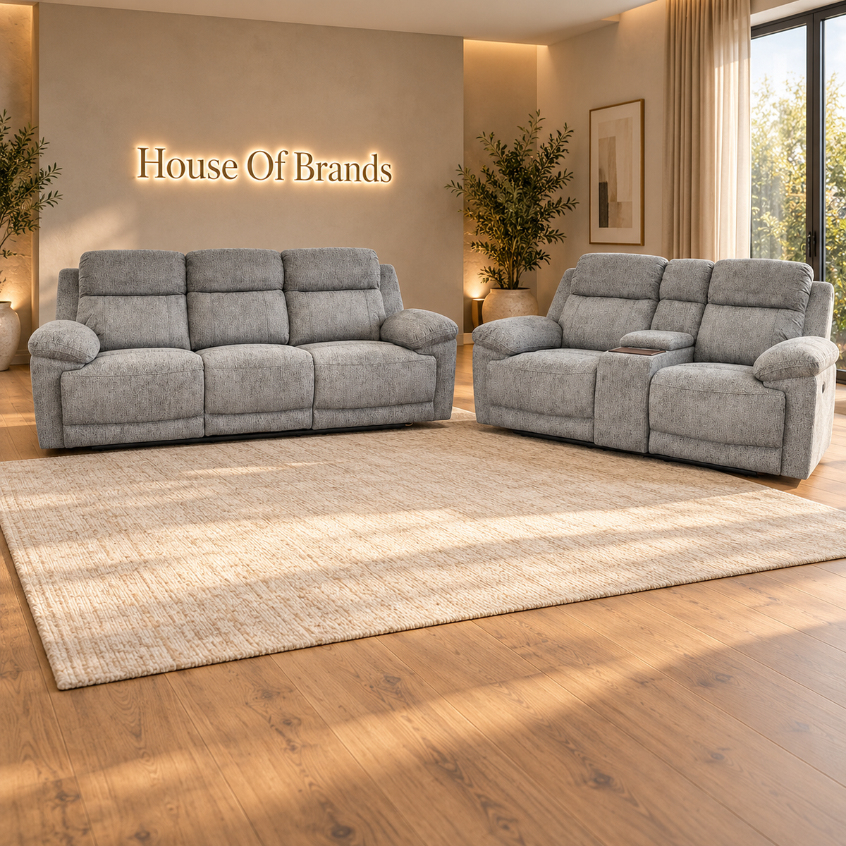 Lyra Electric Recliner Grey Sofa Set