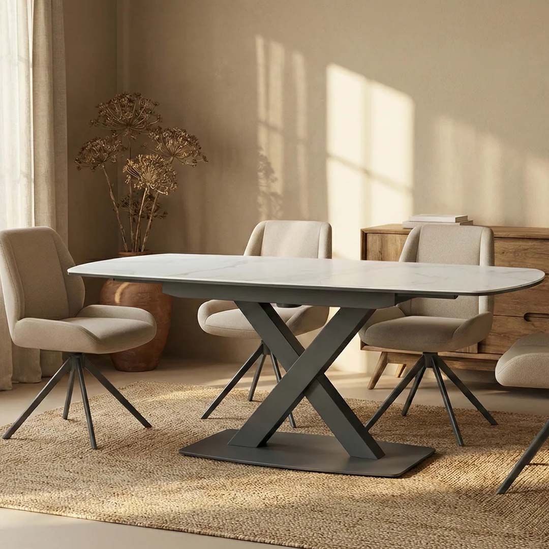 Helix Extendable Ceramic Dining Table – 130–190cm