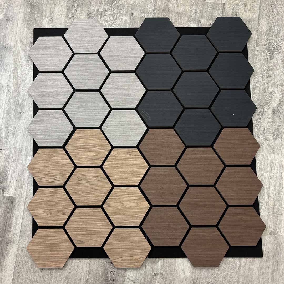 Hexagon Acoustic Wall Panels – Pack of 4 (70cm x 60cm) – Range of Colours