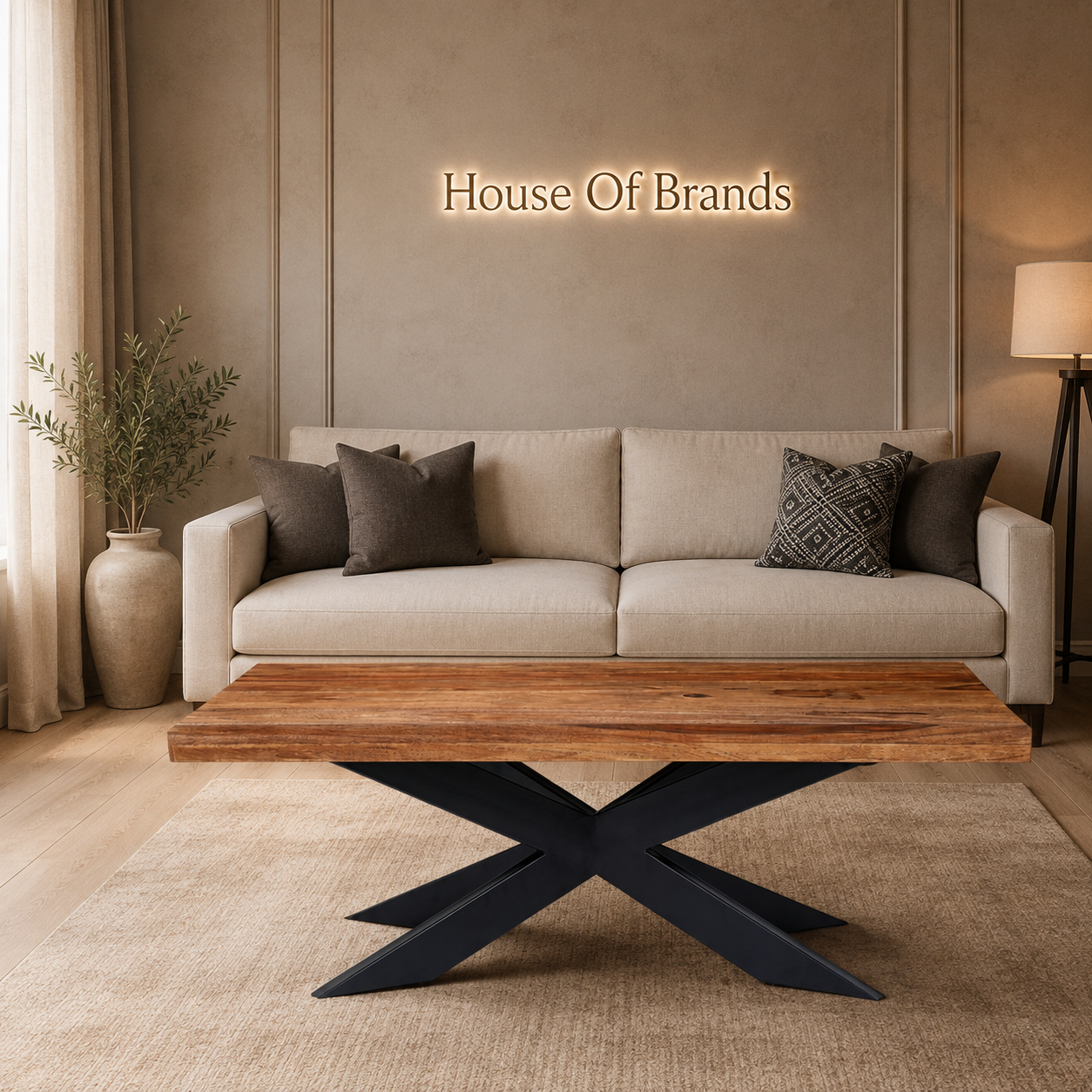 Huxley Solid Sheesham Wood & Black Iron Coffee Table