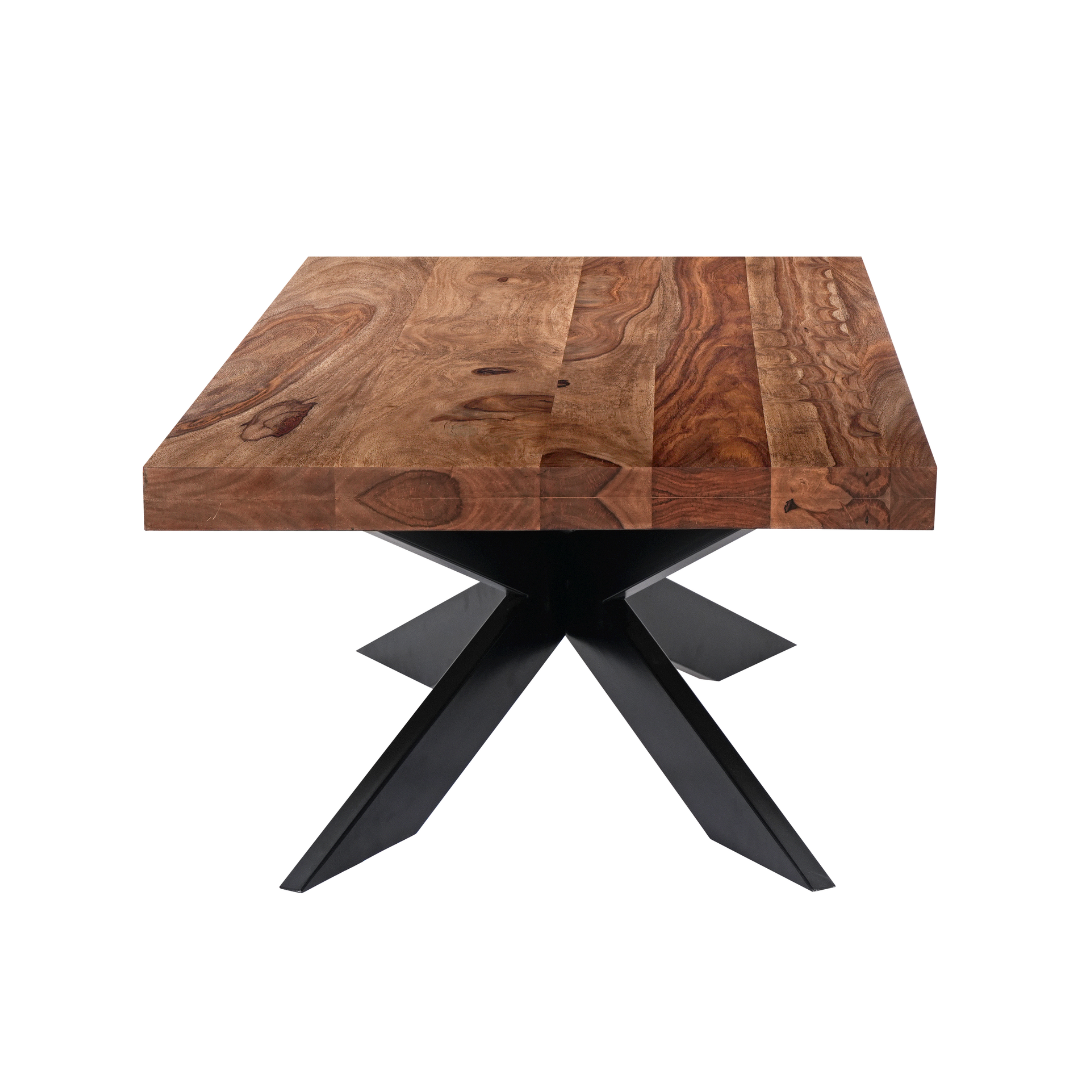 Huxley Solid Sheesham Wood & Black Iron Coffee Table