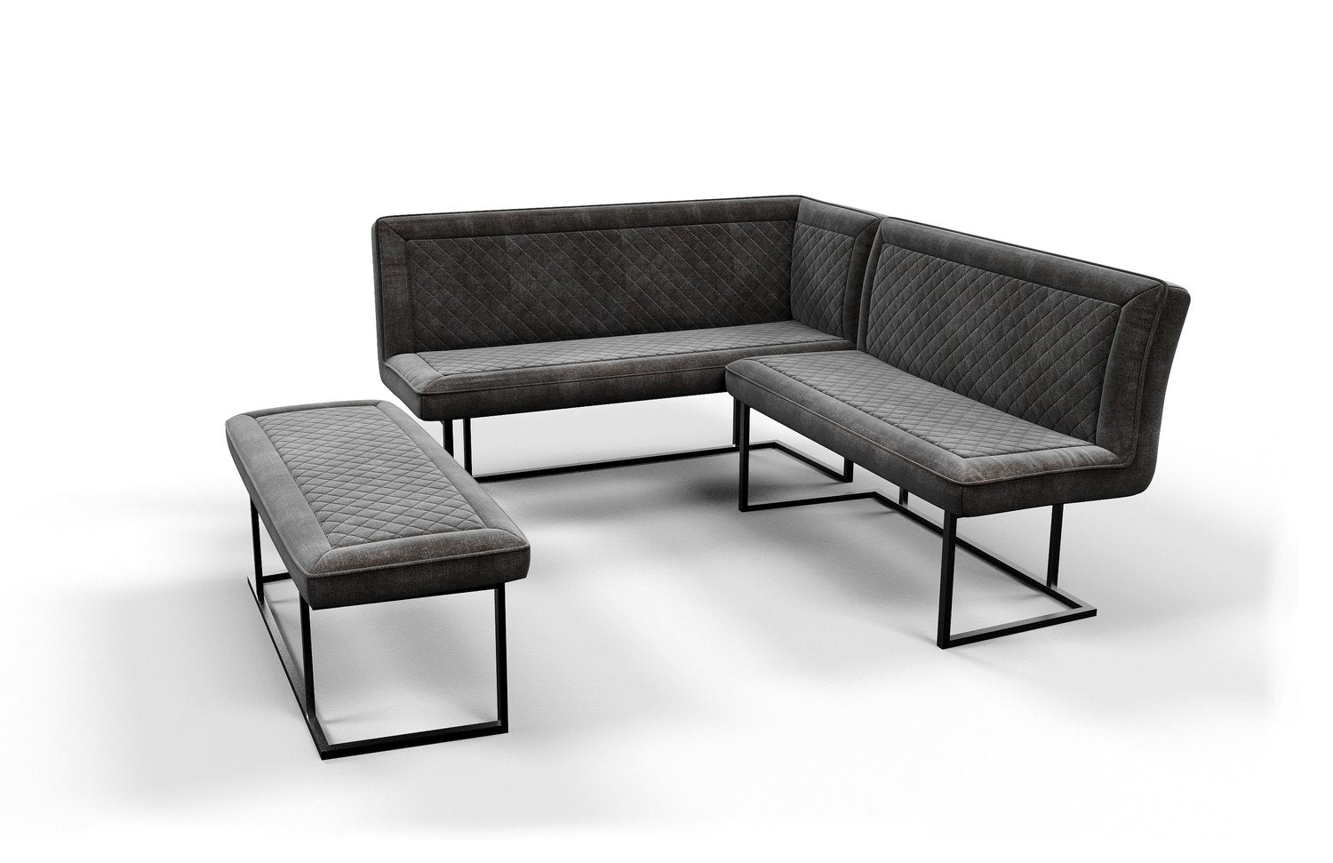 Apollo Black Glass Toughened Ceramic Dining Table And Corner Bench Set