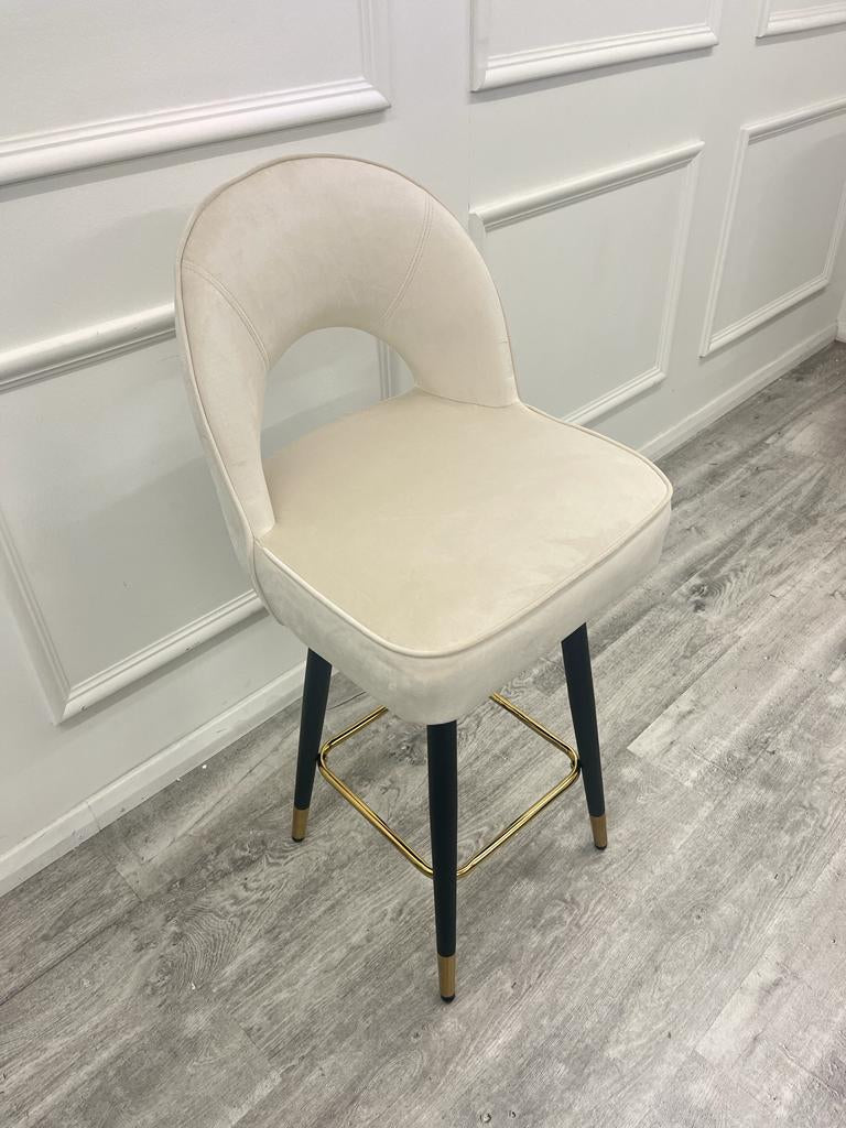 Astra Cream Velvet Barstool