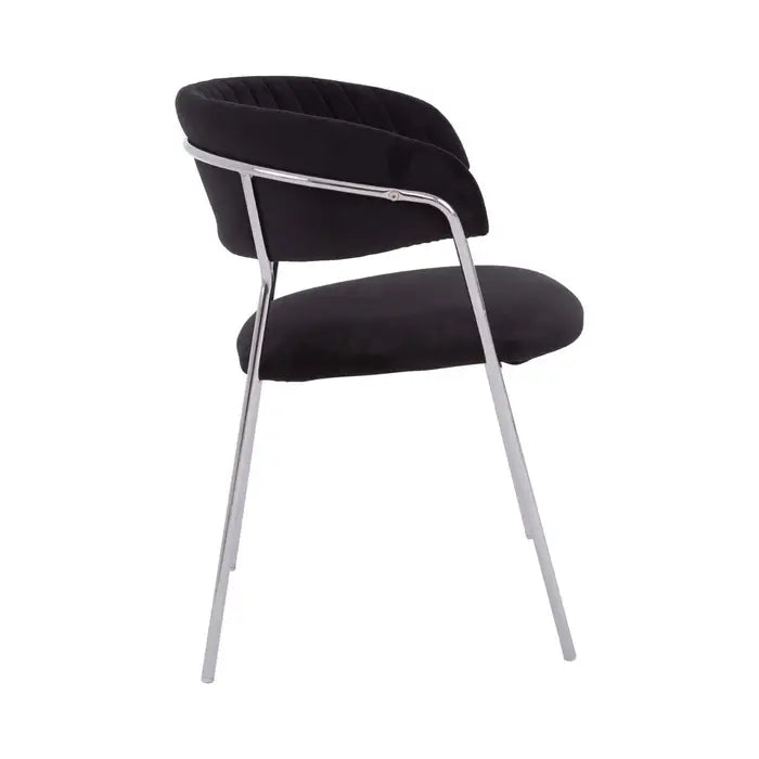 Tamzin Black Channel Chrome Finish Dining Chair