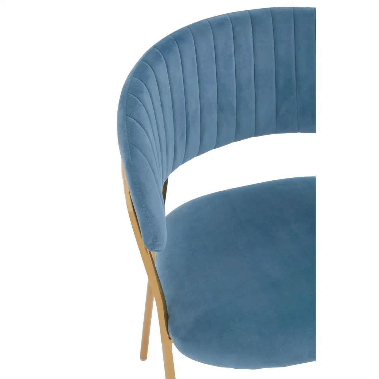 Tamzin Blue Channel Gold Finish Dining Chair