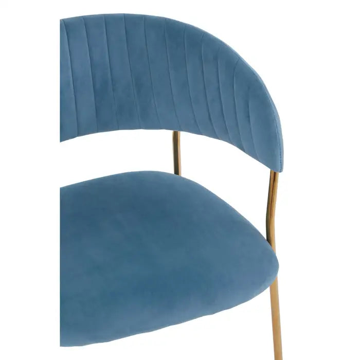 Tamzin Blue Channel Gold Finish Dining Chair