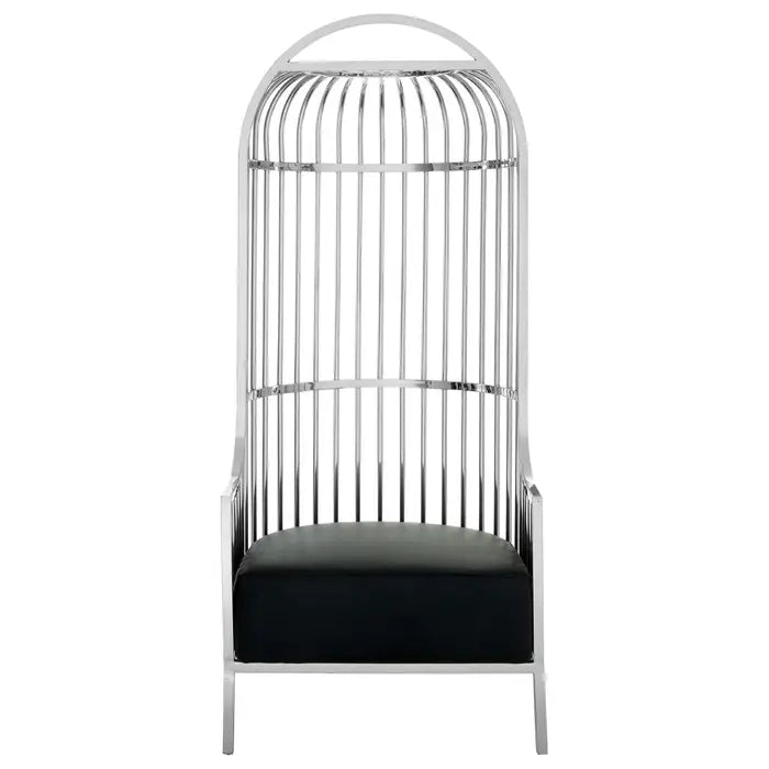 Eliza Silver Dome Cage Leather Chair