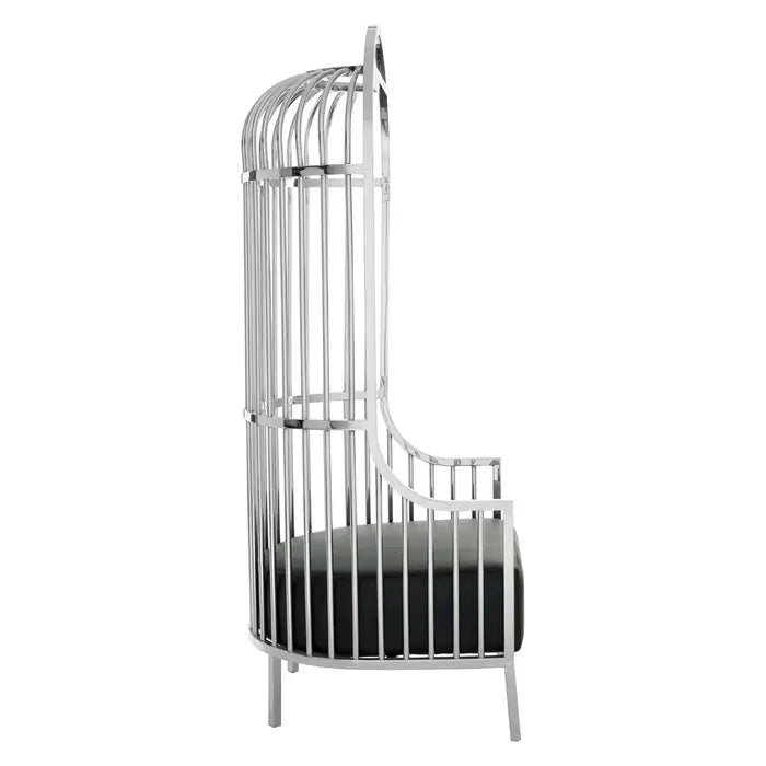 Eliza Silver Dome Cage Leather Chair