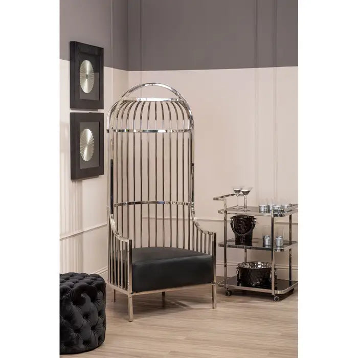 Eliza Silver Dome Cage Leather Chair