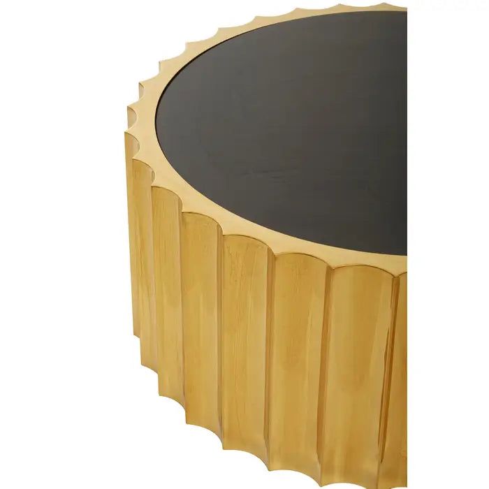 Alvaro Black and Gold Glass & Titanium Round Coffee Table