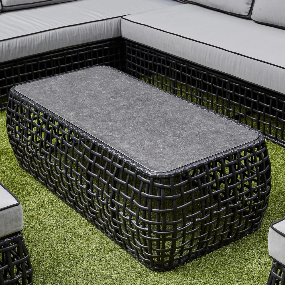 Indi Rattan Corner Sofa Set– Black