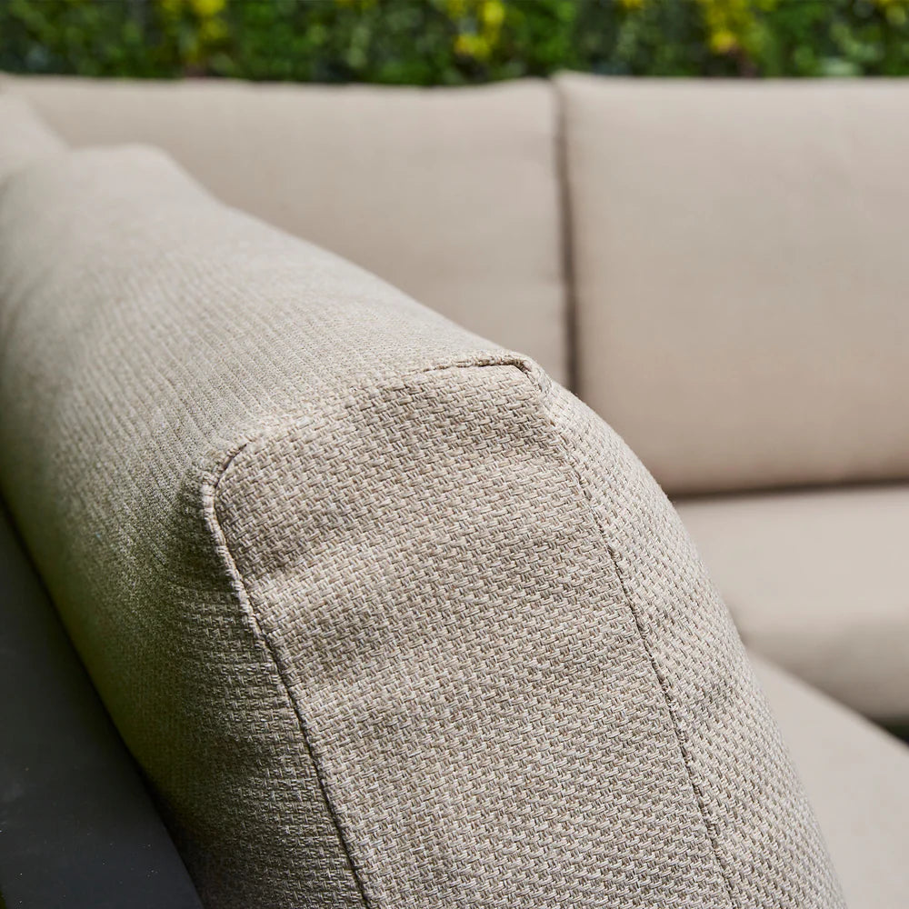 Ivy Aluminium & Rattan Corner Dining Set with Fire Pit – Beige