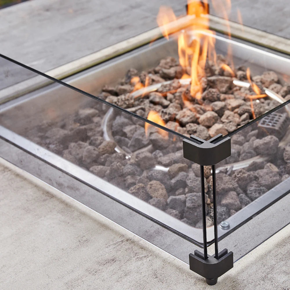 Ivy Aluminium & Rattan Corner Dining Set with Fire Pit – Beige