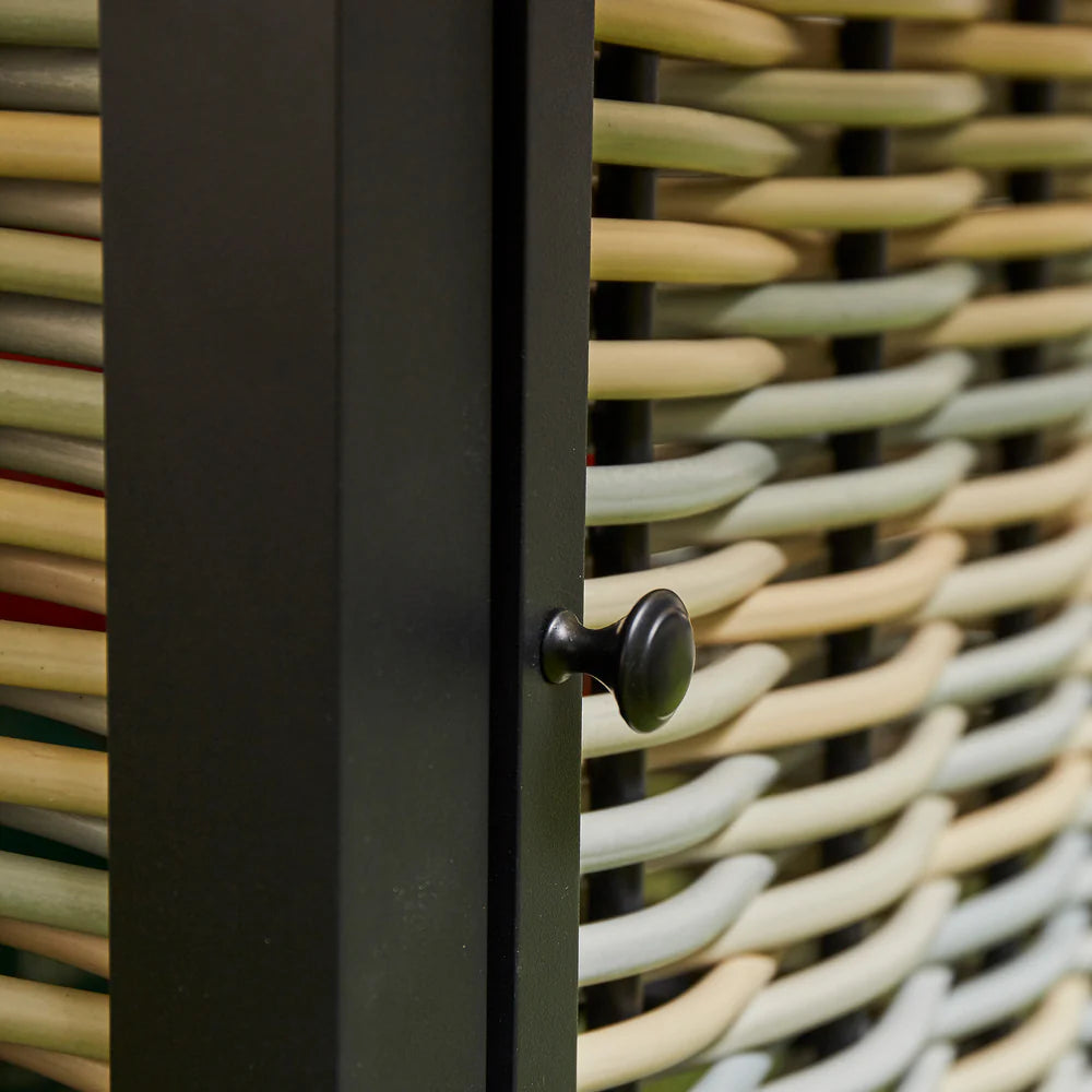 Ivy Aluminium & Rattan Corner Dining Set with Fire Pit – Beige