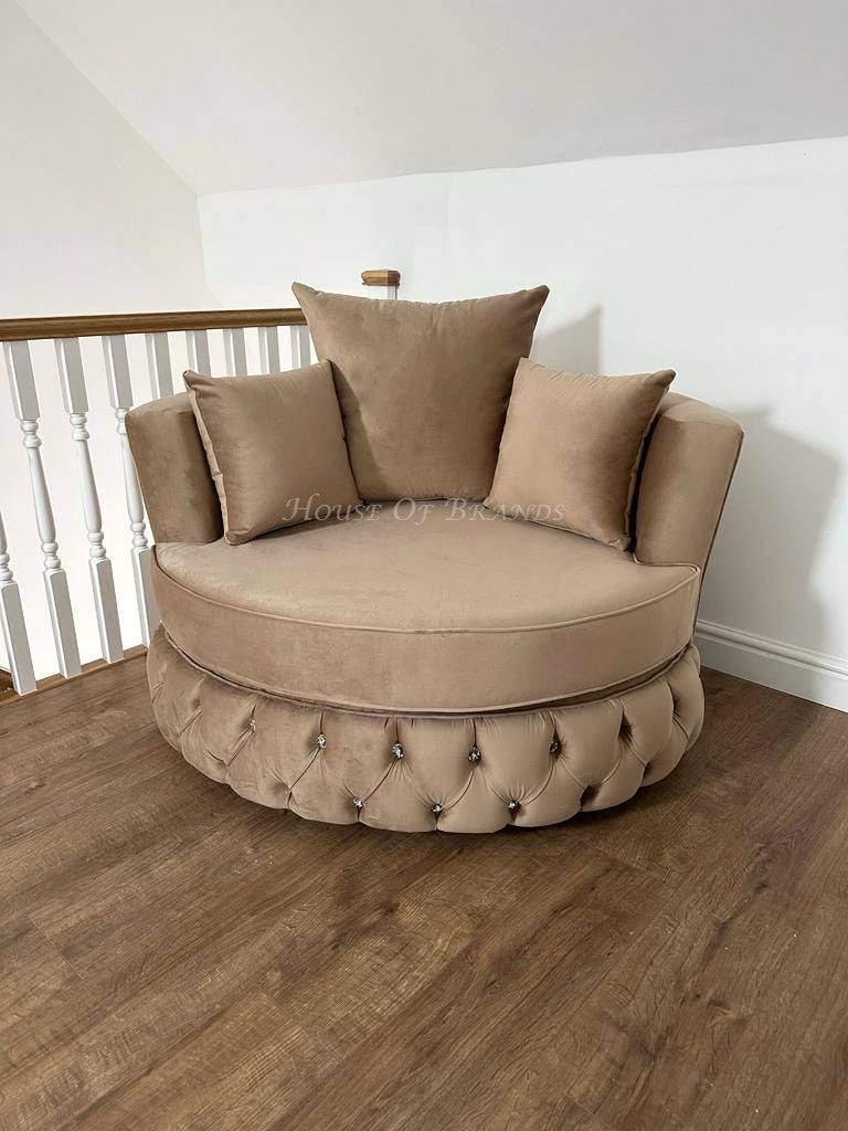 Velvet Upholstered Swivel Chair