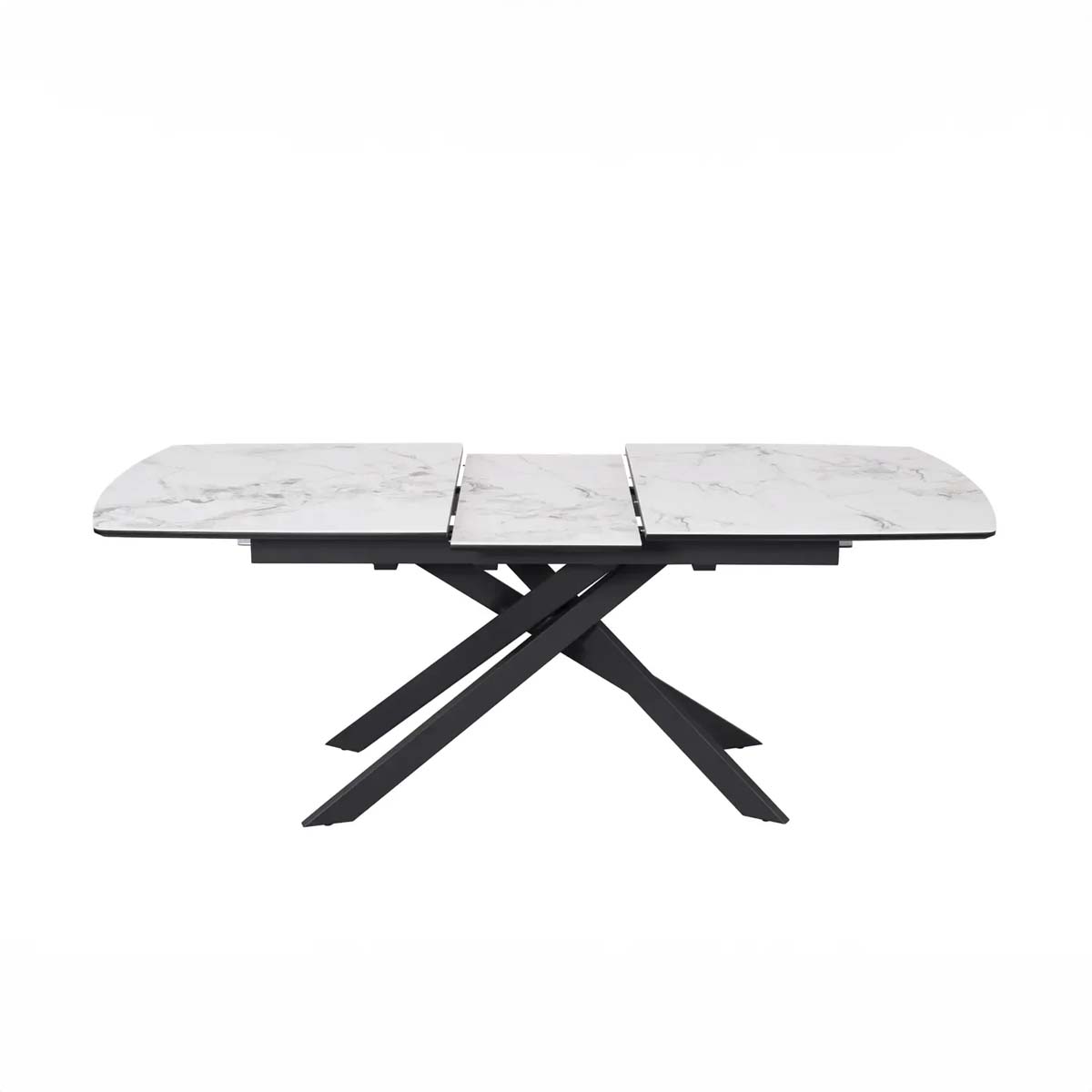 Leona 160-200cm White Ceramic Marble Centre Extending Dining Table