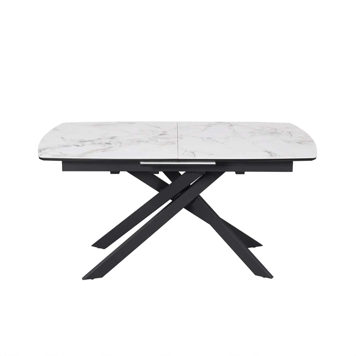 Leona 160-200cm White Ceramic Marble Centre Extending Dining Table