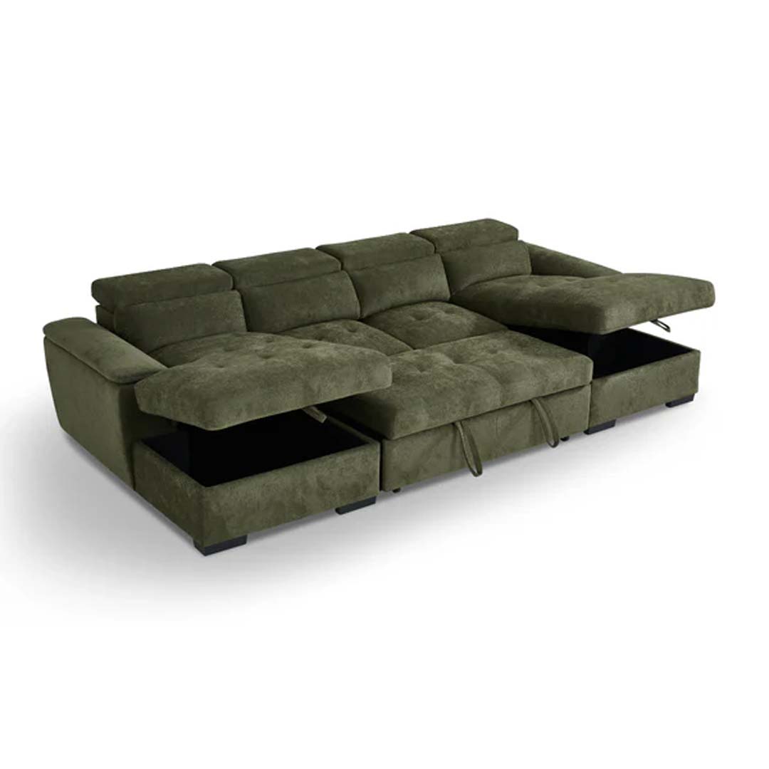 Luna Large U Shape Sofa Bed with Storage