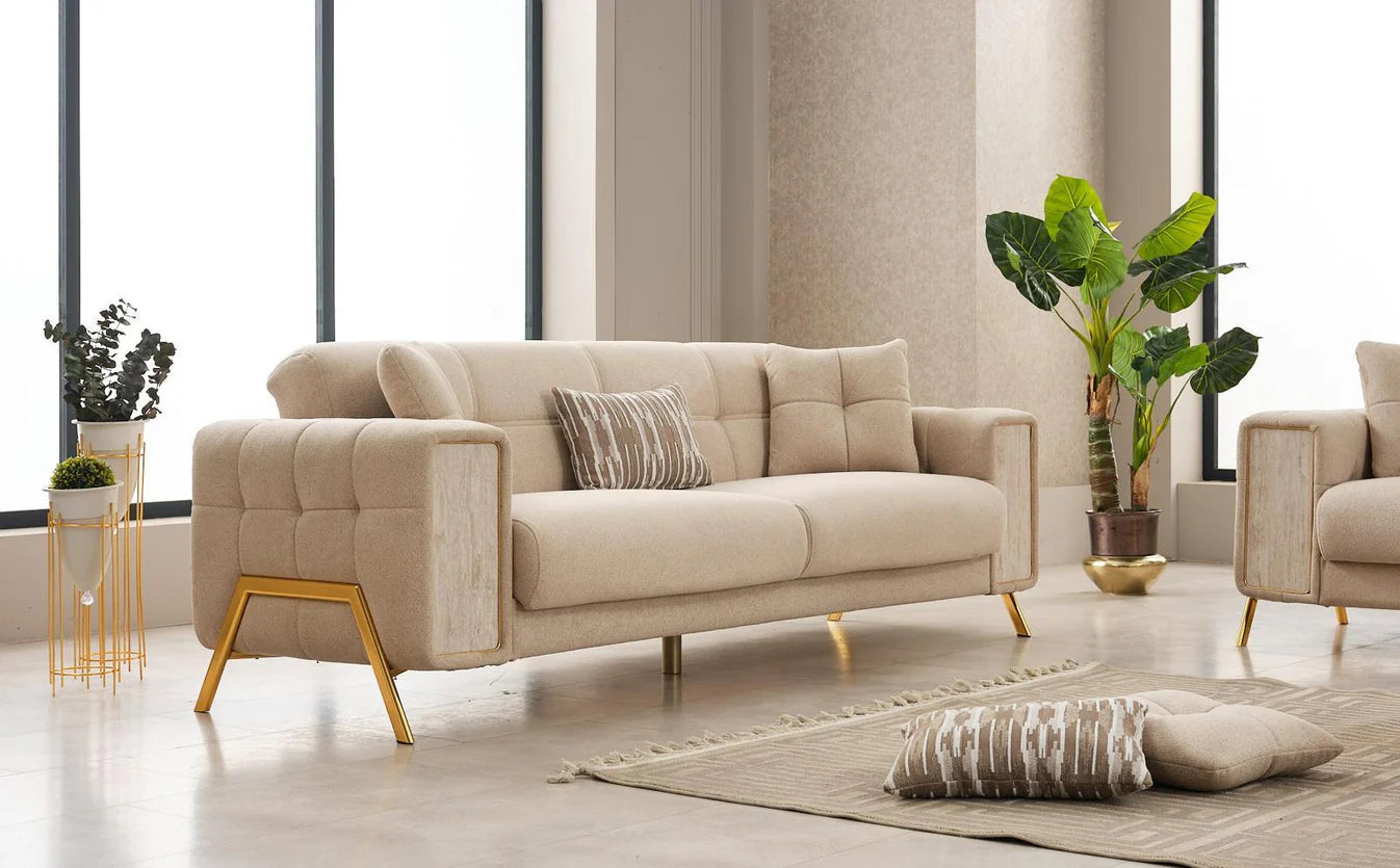 Luxor Cream Sofa Bed Set 3+2
