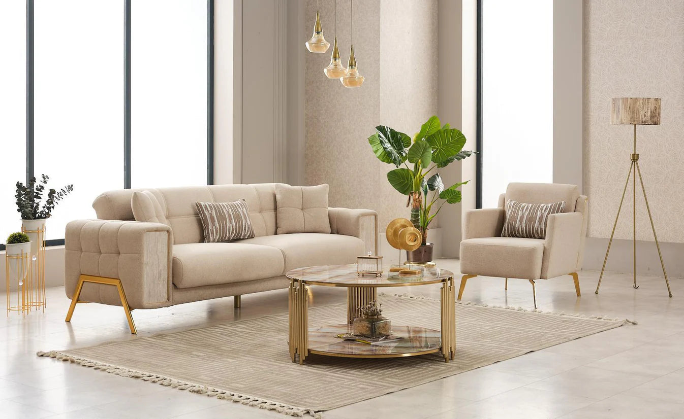 Luxor Cream Sofa Bed Set 3+2