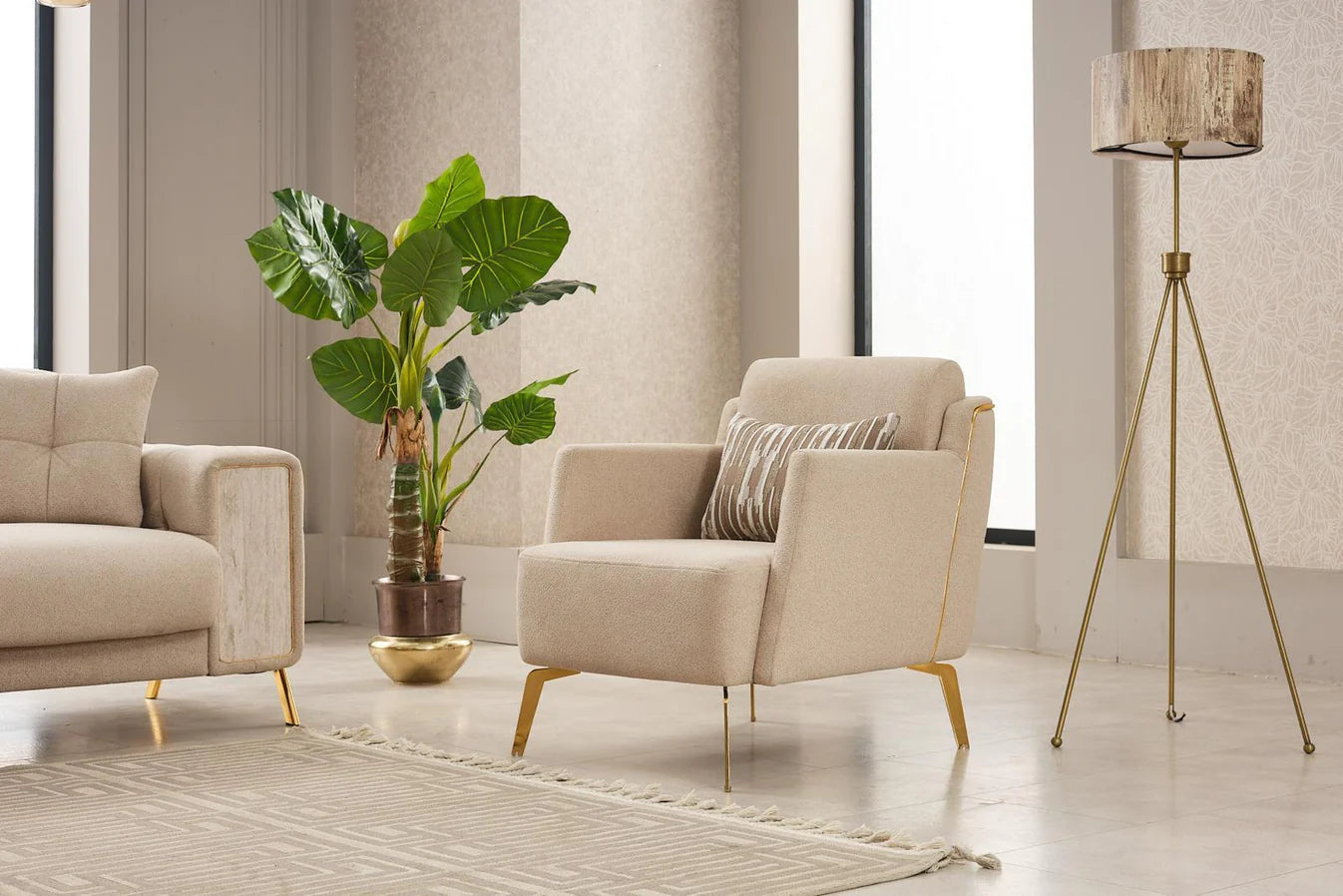 Luxor Cream Sofa Bed Set 3+2