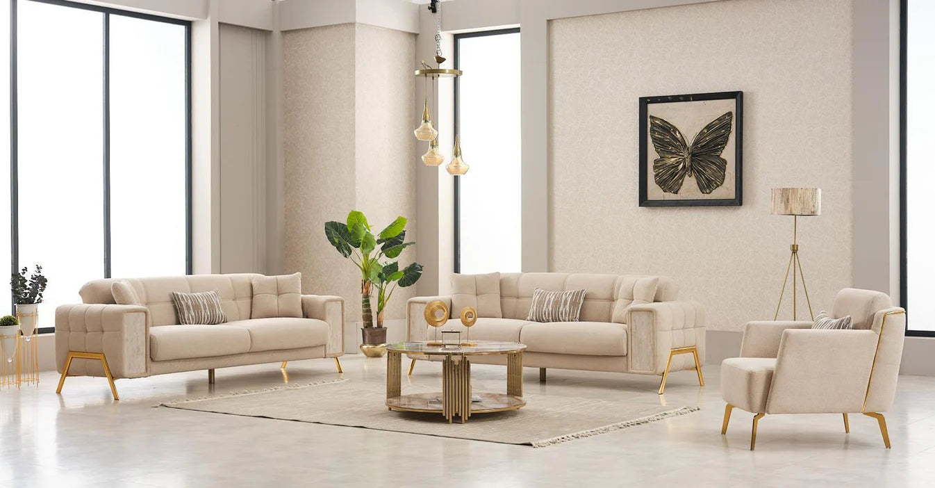 Luxor Cream Sofa Bed Set 3+2