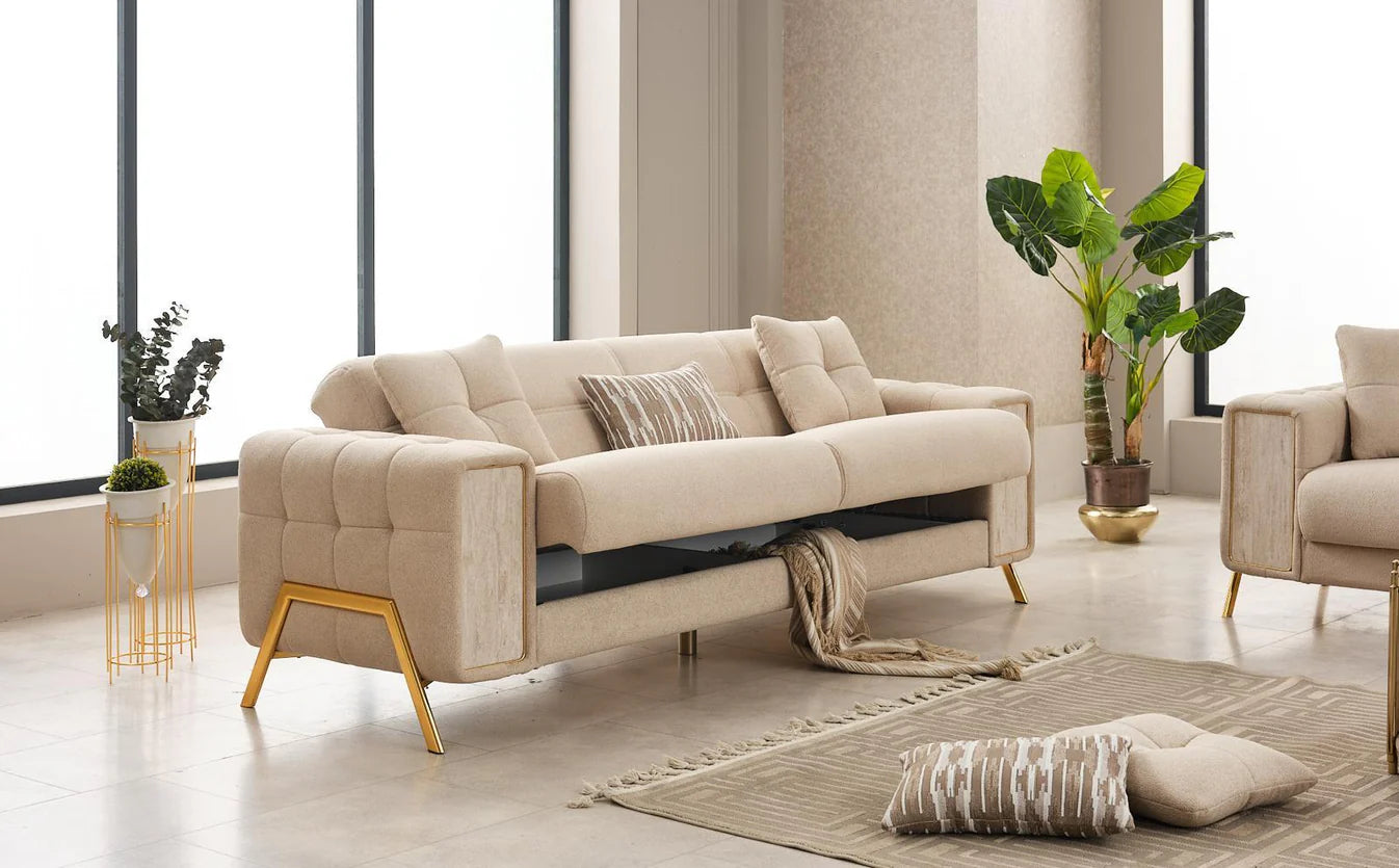 Luxor Cream Sofa Bed Set 3+2