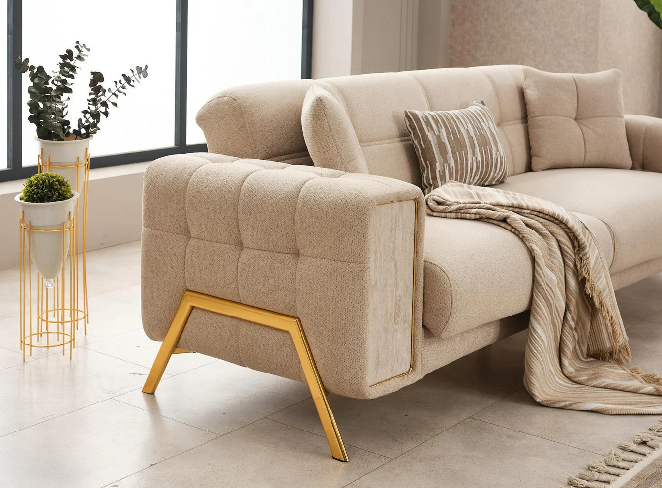 Luxor Cream Sofa Bed Set 3+2