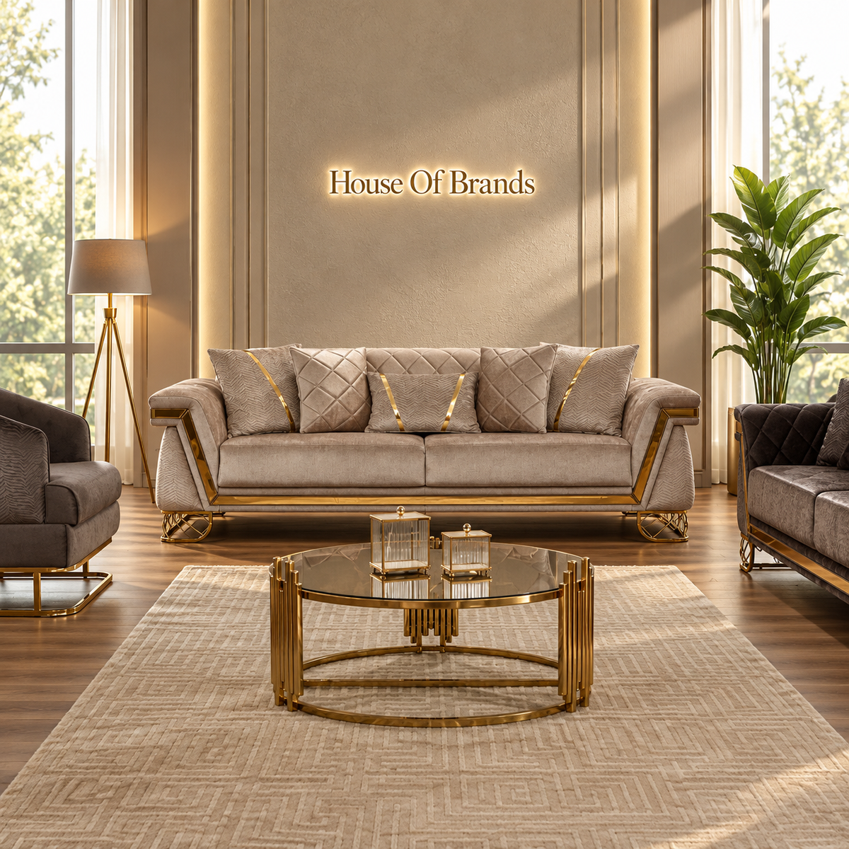 Veyron Luxury Velvet Sofa Set