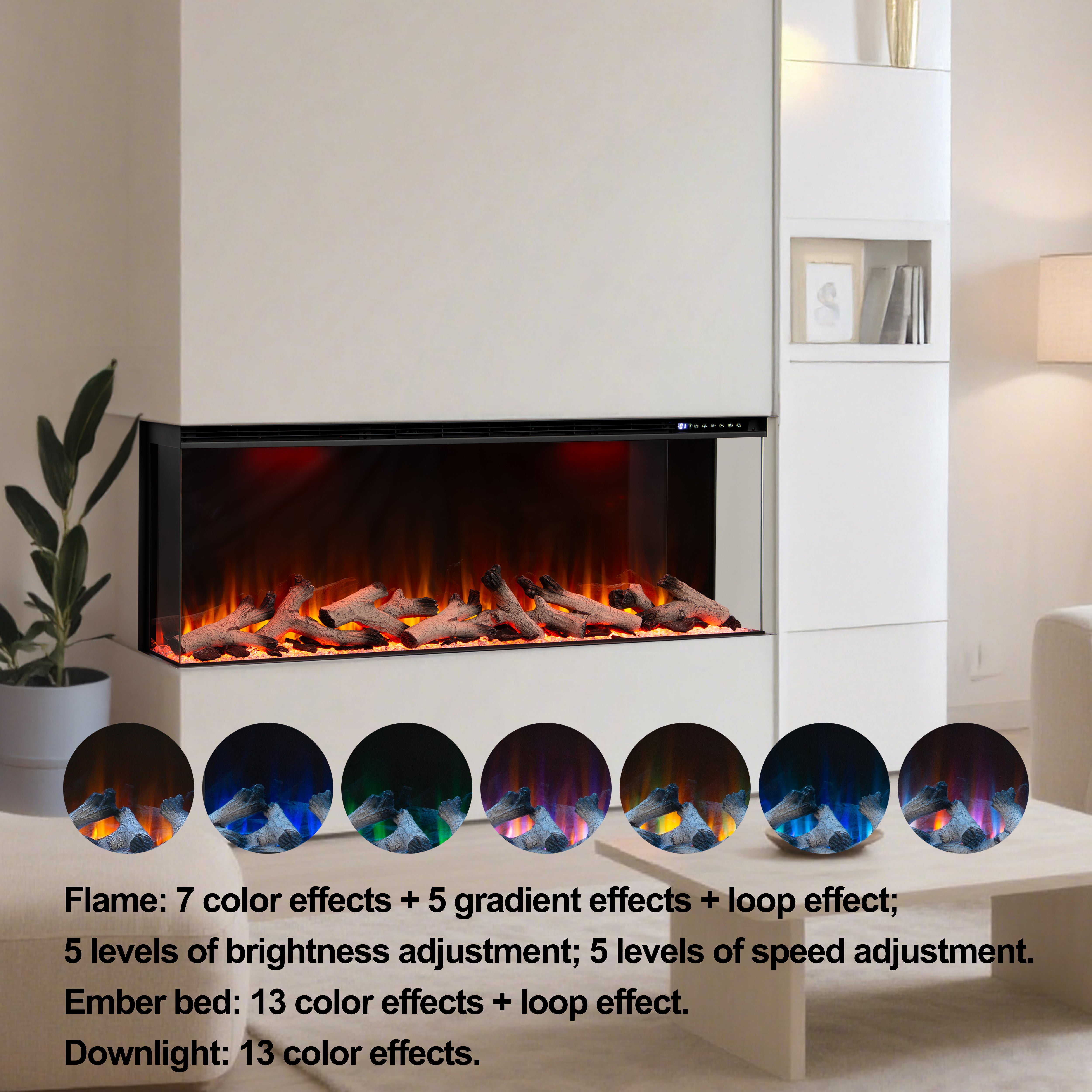 Maison 3 Sided Electric Fireplace