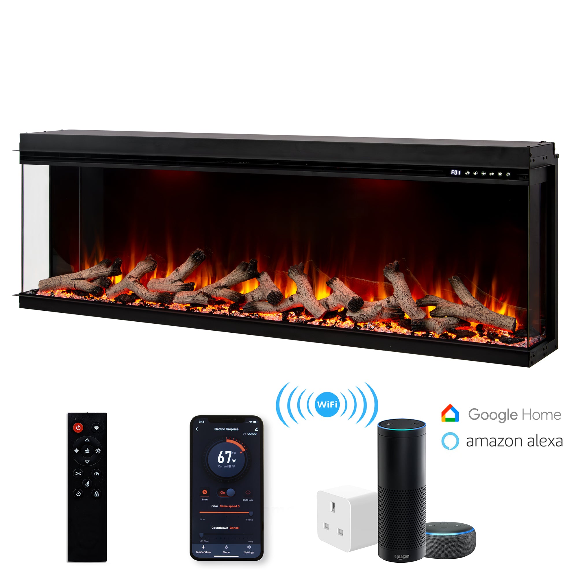 Maison 3 Sided Electric Fireplace