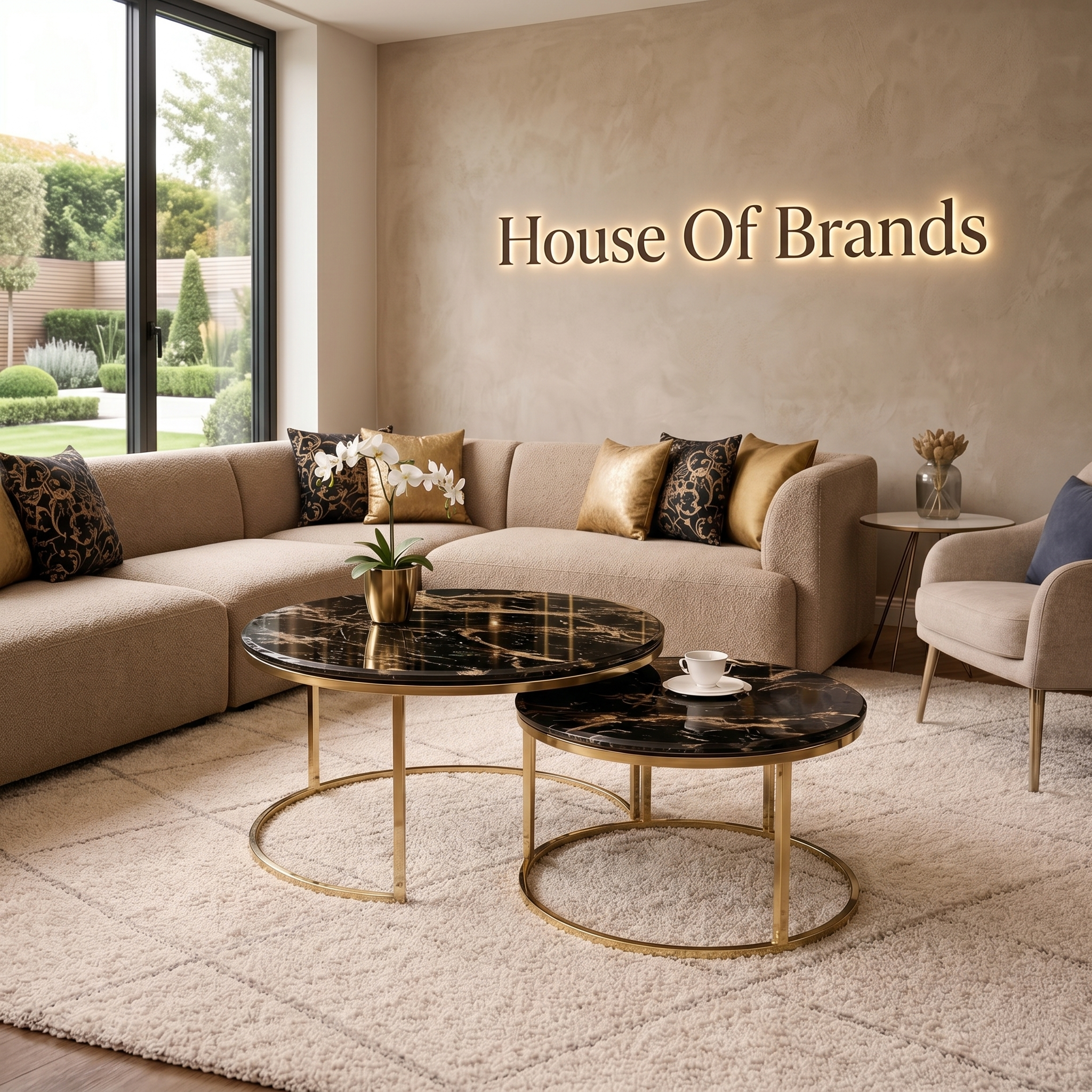 Sofia Ceramic Gold Nest of Coffee Table