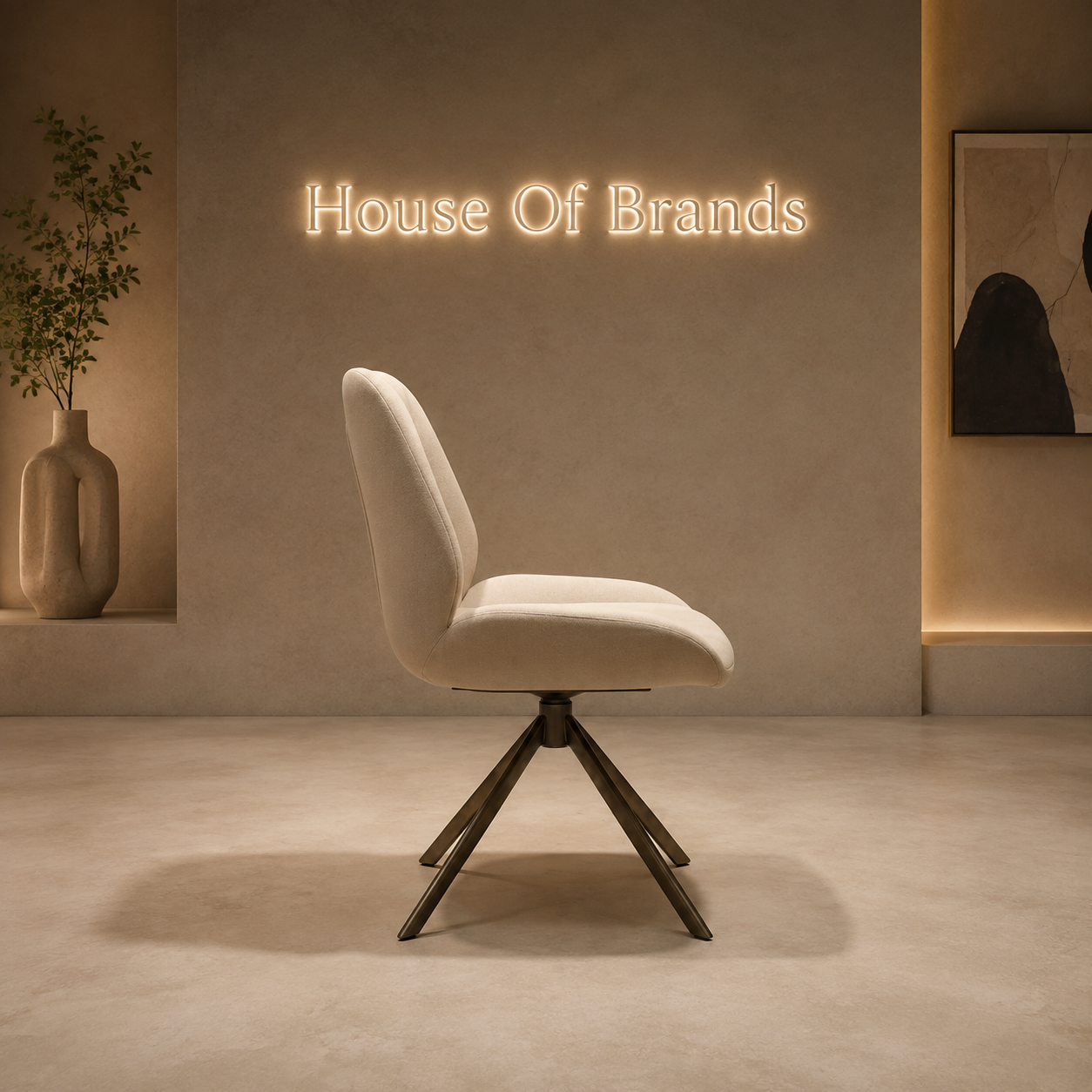 Navanno Taupe Fabric Swivel Dining Chair