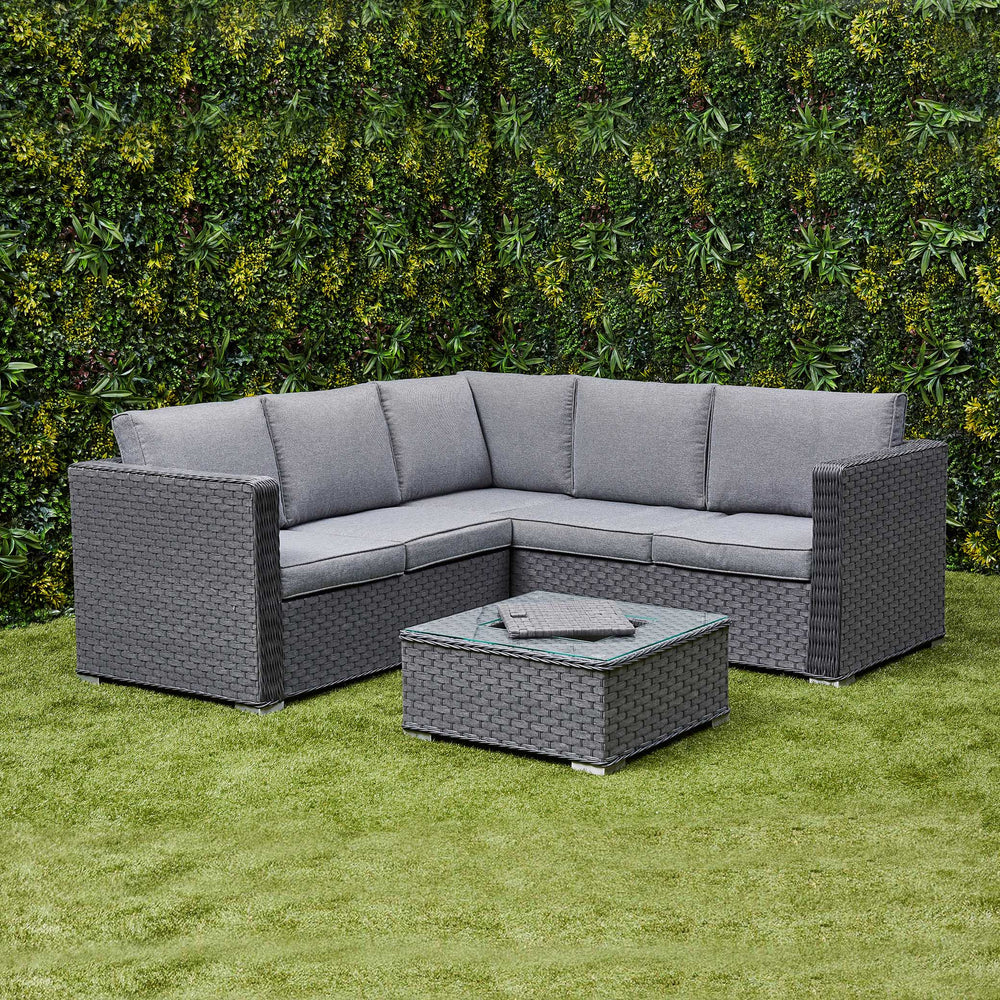 Nova Rattan Corner Sofa Set with Ice Bucket Grey