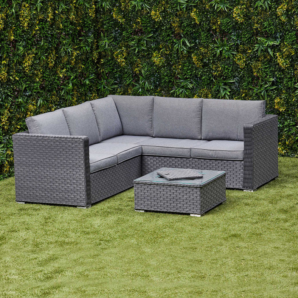 Nova Rattan Corner Sofa Set with Ice Bucket Grey