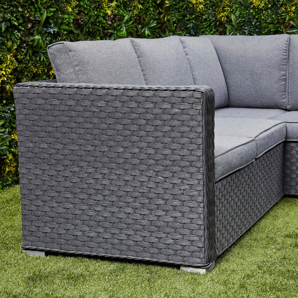 Nova Rattan Corner Sofa Set with Ice Bucket Grey