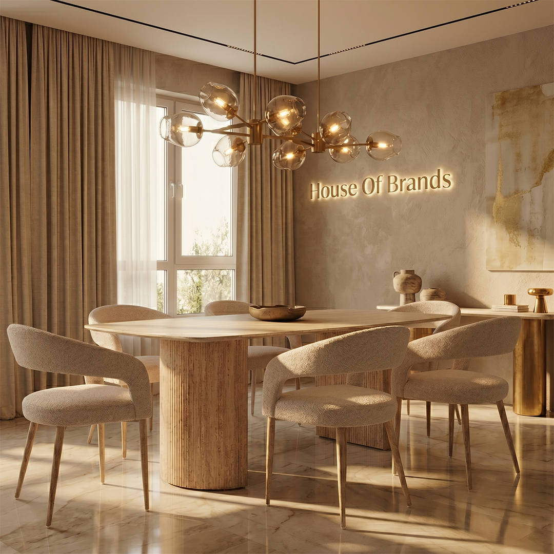 Olympia 160cm Beige Ceramic Marble Dining Set