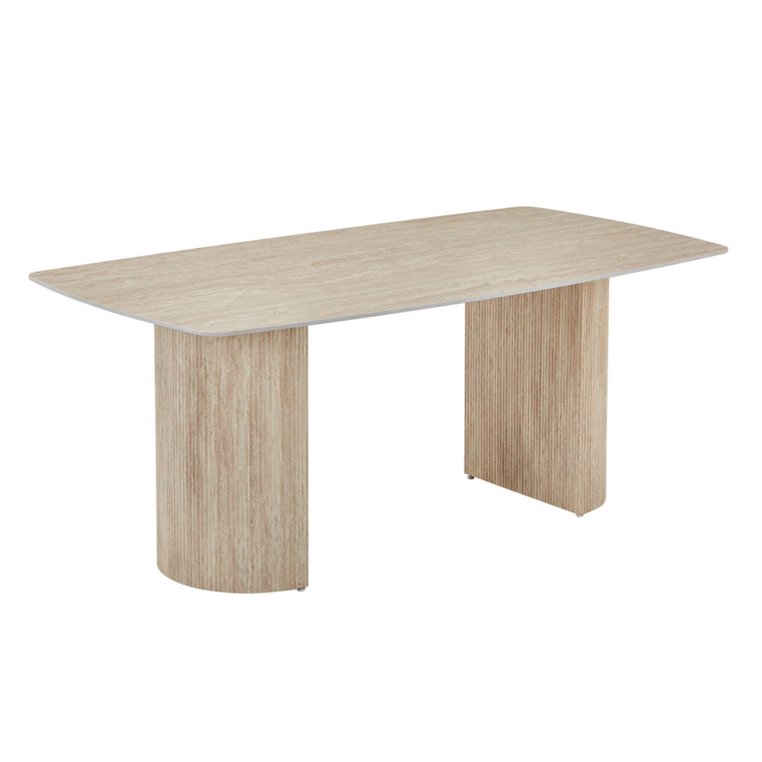 Olympia 160cm Beige Ceramic Marble Dining Set