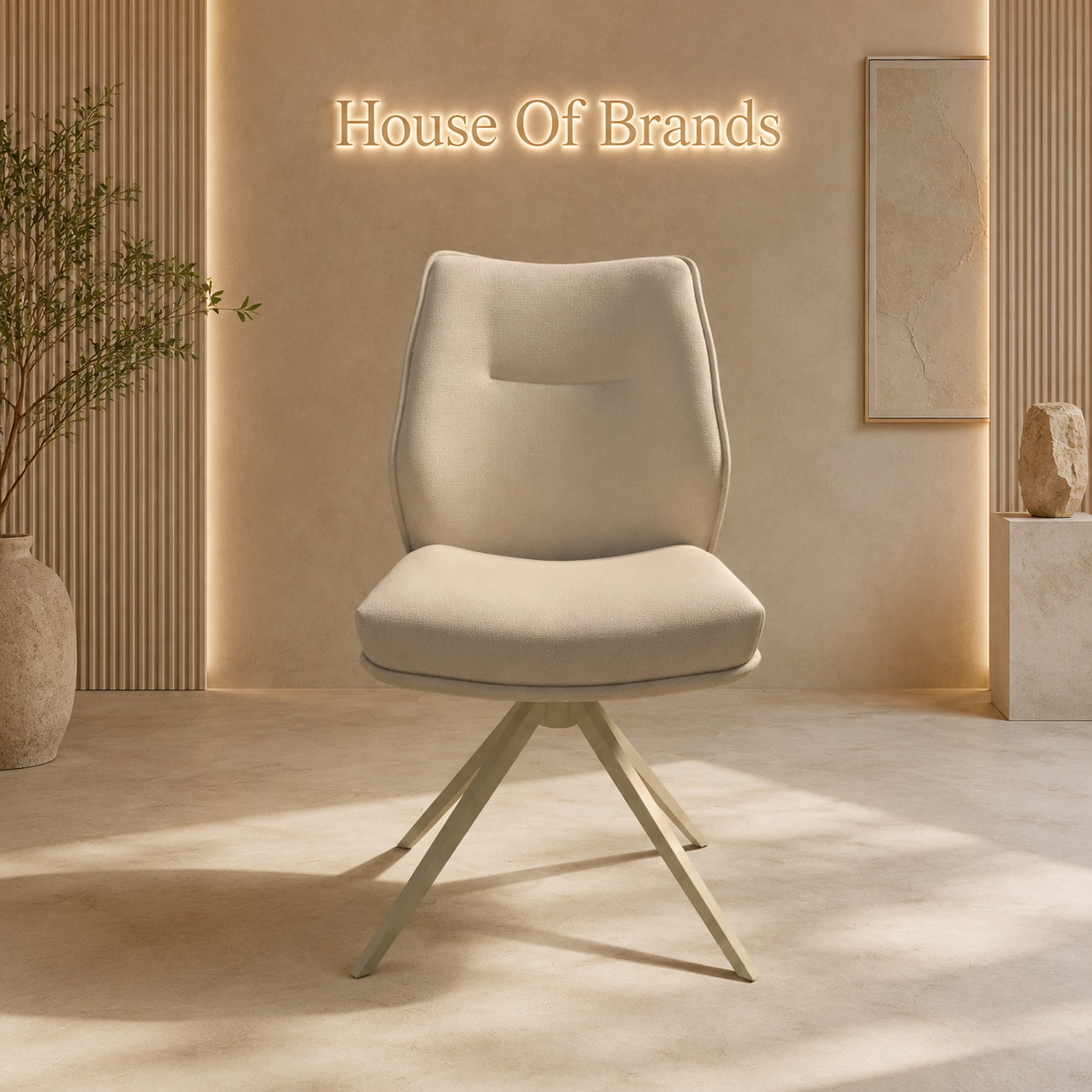 Orion Beige Fabric Swivel Dining Chair