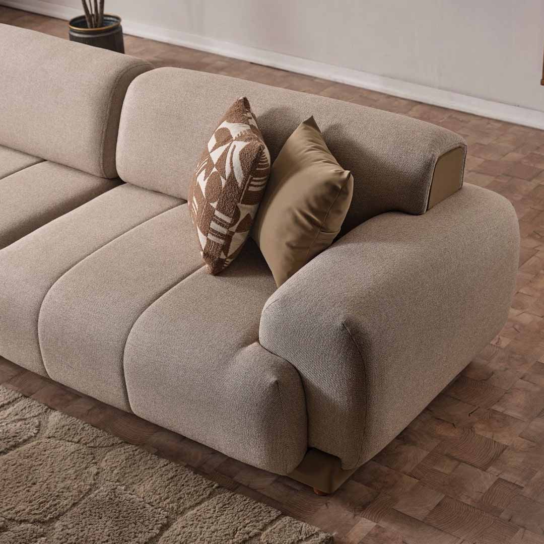 Oslo Premium Beige Fabric Modular Corner Sofa | Large L-Shaped Sofa
