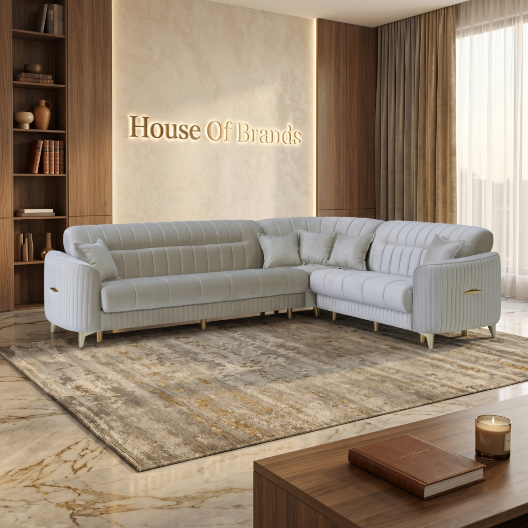 Pera Cream Corner Sofa Bed Set