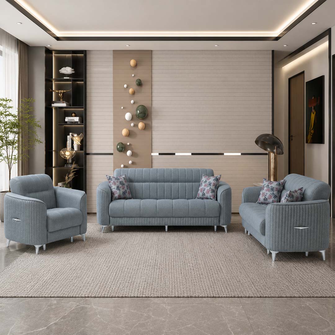 Peru Casalux Grey Suede Sofa Set
