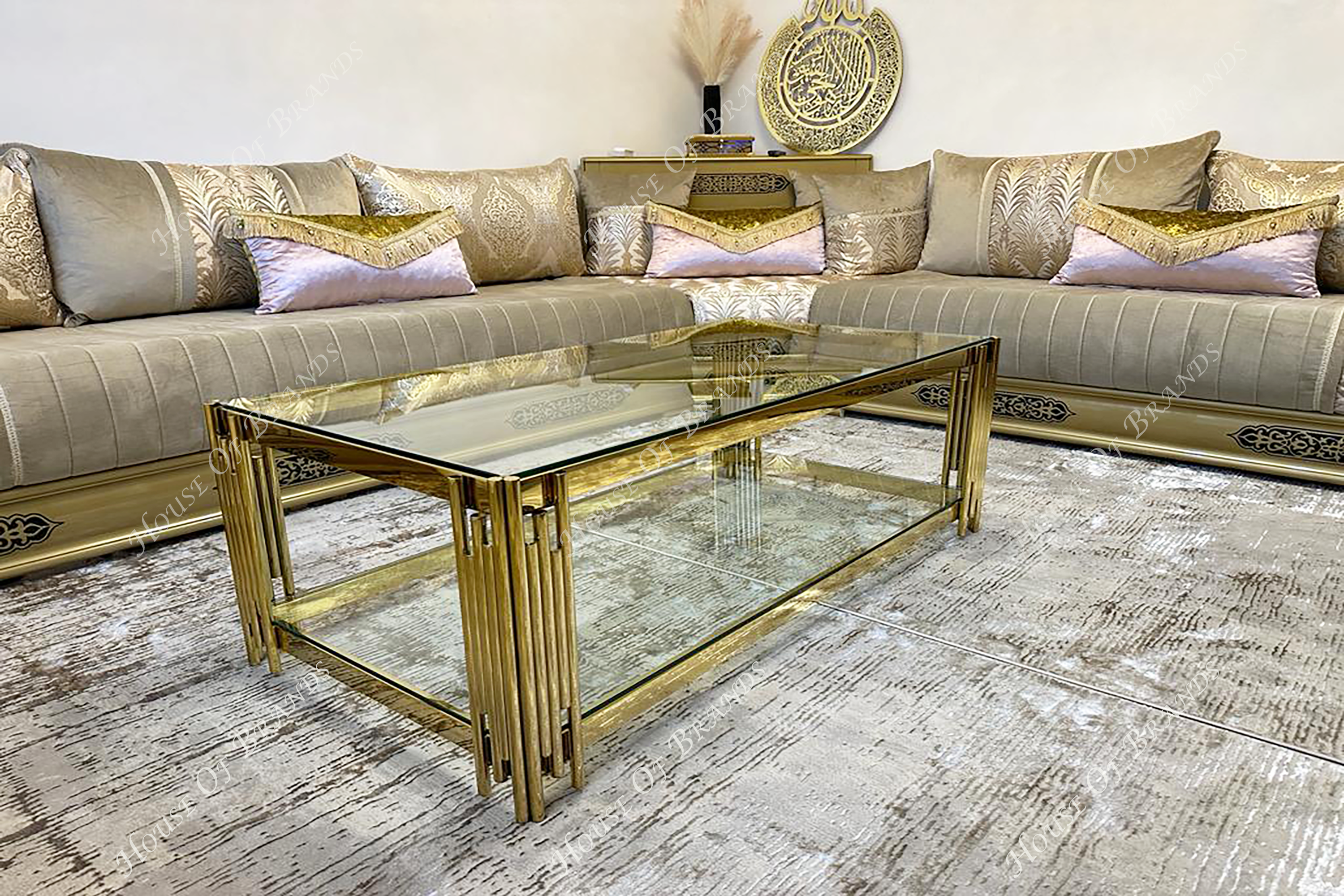 Prague Mirrored Gold Coffee Table