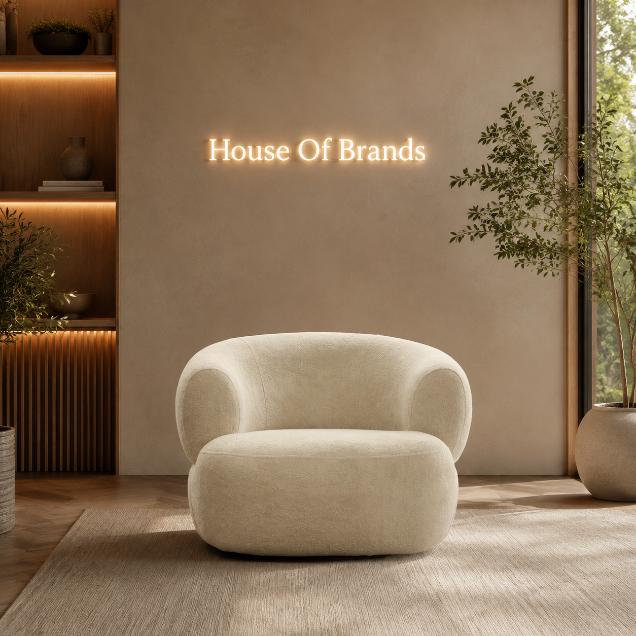 Puffino Cream Bouclé Sofa Set