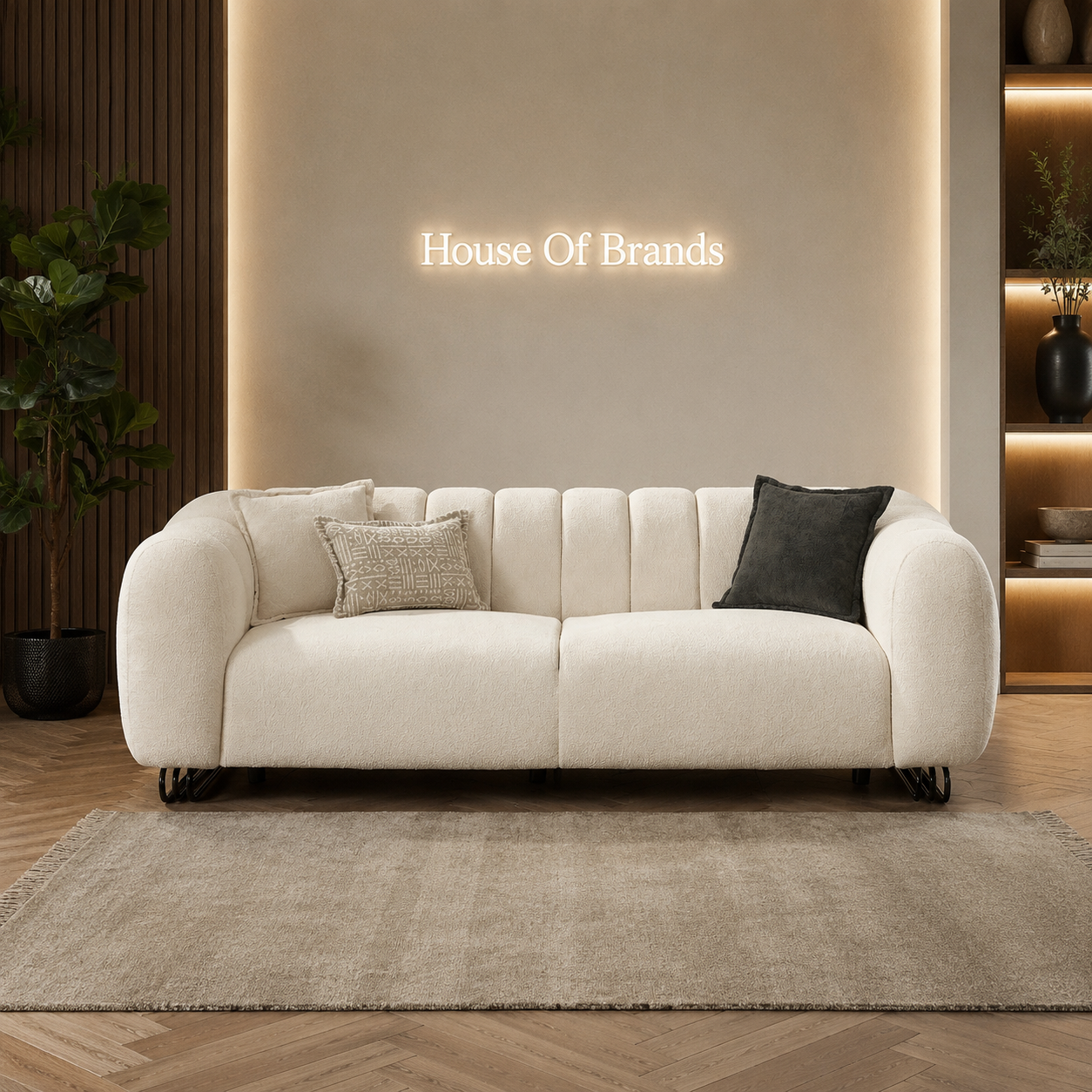 Puffino Cream Bouclé Sofa Set
